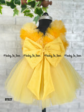 Load image into Gallery viewer, BT527 Yellow Handmade Sun Flower Theme Party Wear Frock
