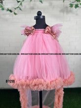 Load image into Gallery viewer, BT1299 Rose Gold Sequins Longtail Partywear Frock
