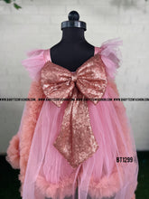 Load image into Gallery viewer, BT1299 Rose Gold Sequins Longtail Partywear Frock
