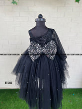Load image into Gallery viewer, BT1306 Black Sequins Highlow Partywear Frock
