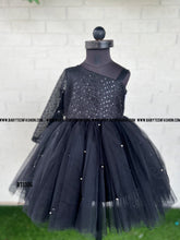 Load image into Gallery viewer, BT1306 Black Sequins Highlow Partywear Frock
