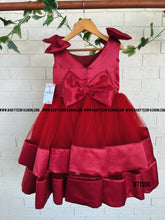 Load image into Gallery viewer, BT1308 Red Sleeveless Party wear frock with Shoulder Bows
