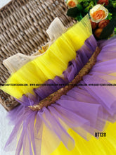 Load image into Gallery viewer, BT1311 Yellow Lavender  Transparent Neck Birthday Frock
