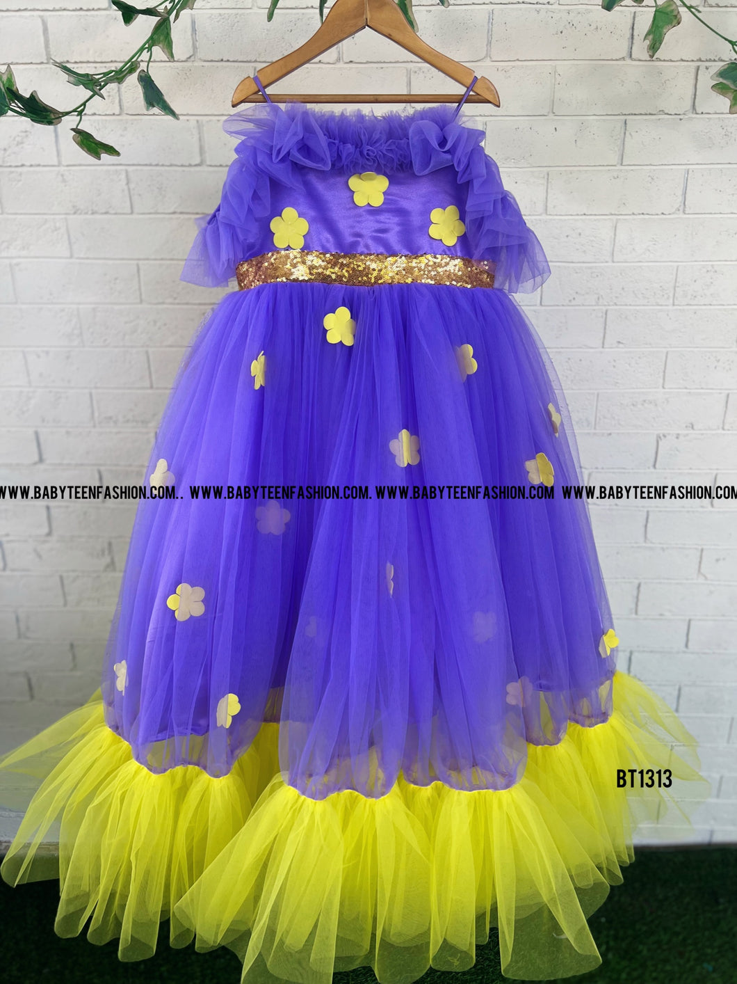 BT1313 Lavender with Yellow Flower Frock