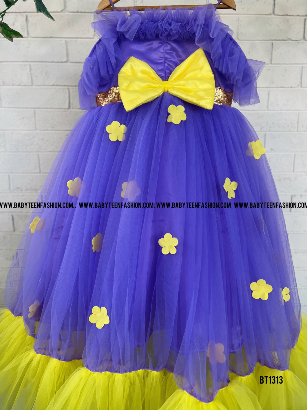 BT1313 Lavender with Yellow Flower Frock