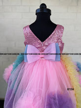 Load image into Gallery viewer, BT1314 Unicorn Theme Long Trail Birthday Dress
