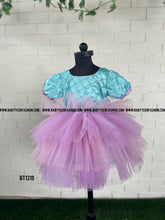 Load image into Gallery viewer, BT1319 Lavender Blue Pearl work Yoke Frock
