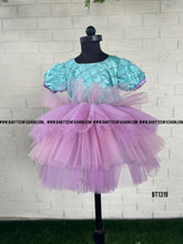 Load image into Gallery viewer, BT1319 Lavender Blue Pearl work Yoke Frock
