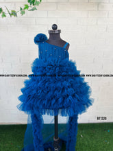 Load image into Gallery viewer, BT1320 Blue Party wear Frock with Pearls
