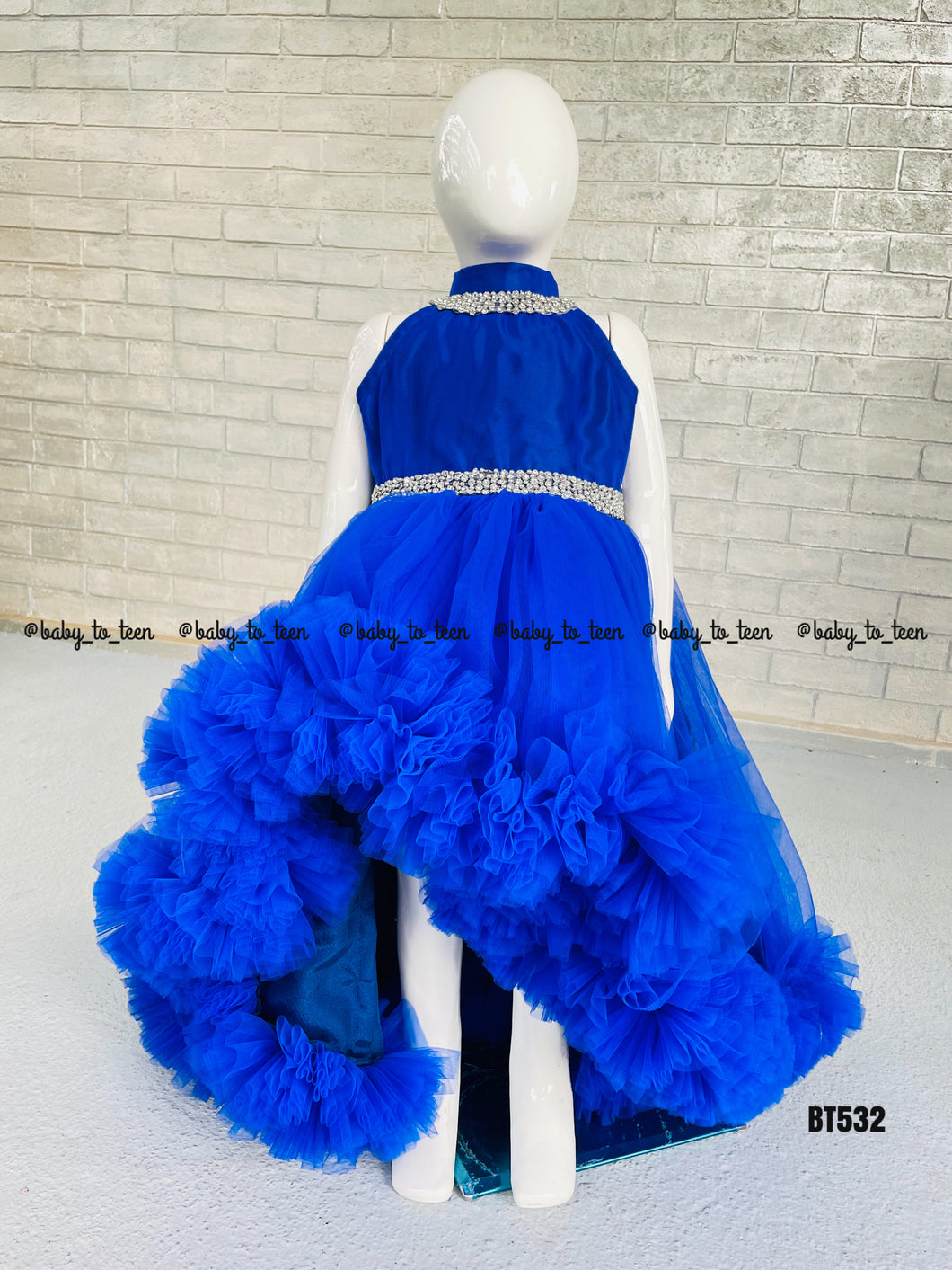 BT532 High Low Royal Blue Frock for Birthday
