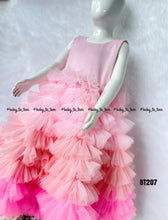 Load image into Gallery viewer, BT207 Ombre Pink Shade Birthday Frock in Sleeveless Pattern and Hige Back Bow
