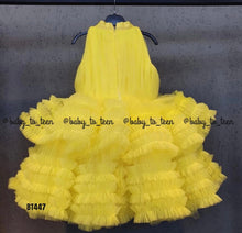 Load image into Gallery viewer, BT286 Yellow Thick Ruffles Double Layered Kids Designer Frock
