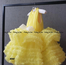 Load image into Gallery viewer, BT286 Yellow Thick Ruffles Double Layered Kids Designer Frock
