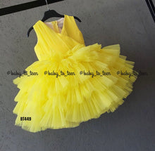 Load image into Gallery viewer, BT286 Yellow Thick Ruffles Double Layered Kids Designer Frock
