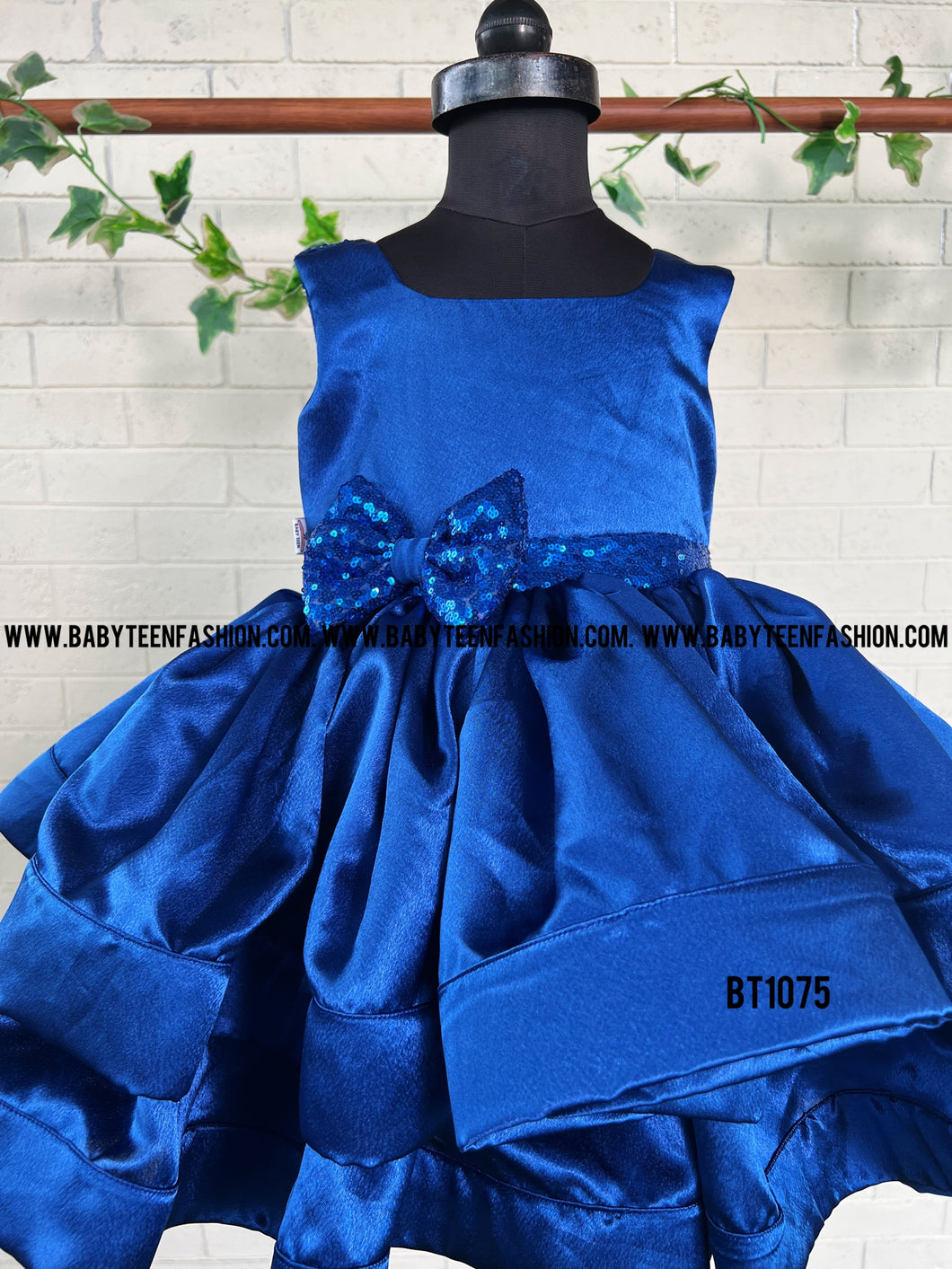 BT1075 Royal Rhapsody: Sapphire Elegance Party Gown for Trendsetting Tots