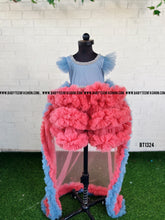 Load image into Gallery viewer, BT1324 Party wear Birthday Frock Detachable Long Tail for Kids and Teenage Girls
