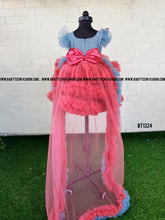 Load image into Gallery viewer, BT1324 Party wear Birthday Frock Detachable Long Tail for Kids and Teenage Girls
