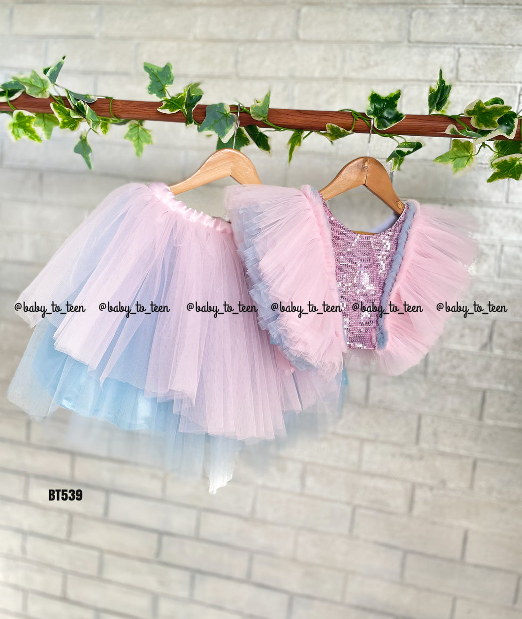BT539 Crop Top and Skirt With Sequence Highlight
