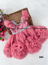 Load image into Gallery viewer, BT802 Rosegold Pom Pom Designer Party Wear Frock
