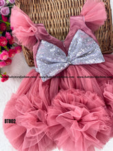 Load image into Gallery viewer, BT802 Rosegold Pom Pom Designer Party Wear Frock
