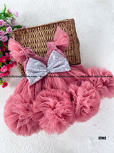 Load image into Gallery viewer, BT802 Rosegold Pom Pom Designer Party Wear Frock
