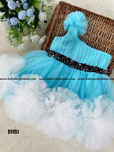 Load image into Gallery viewer, BT451 One Side Shoulder Pom Pom Party Wear Frock
