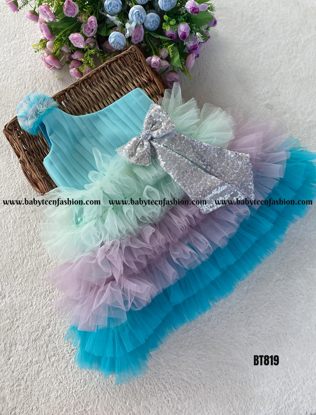 BT819 Ocean Theme Birthday Party wear Frock