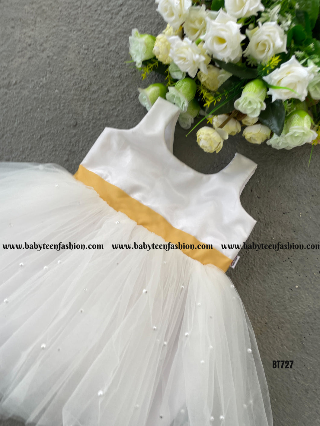 BT727 White Pearl Frock