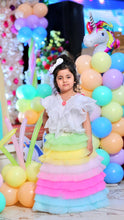 Load image into Gallery viewer, BT171 Party wear Rainbow Theme Crop Top and Skirt for Birthday Dress
