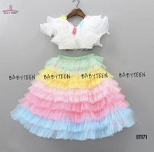 Load image into Gallery viewer, BT171 Party wear Rainbow Theme Crop Top and Skirt for Birthday Dress
