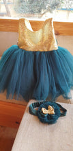 Load image into Gallery viewer, BT187 Gold and Green Combination Birthday Party wear Outfit for Baby Girls
