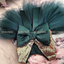 Load image into Gallery viewer, BT187 Gold and Green Combination Birthday Party wear Outfit for Baby Girls
