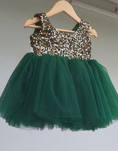 Load image into Gallery viewer, BT187 Gold and Green Combination Birthday Party wear Outfit for Baby Girls
