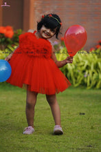 Load image into Gallery viewer, BT281 Single Color Tulle Sleeveless Frock With Heart Shaped Ruffles On Yoke Birthdays
