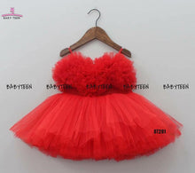 Load image into Gallery viewer, BT281 Single Color Tulle Sleeveless Frock With Heart Shaped Ruffles On Yoke Birthdays
