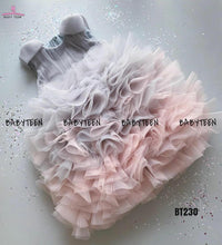 Load image into Gallery viewer, BT230 Ash to Peach Color Huge Party Wear Dress Highlighted With Shoulder Bows for Baby and Teenage Girls
