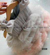 Load image into Gallery viewer, BT230 Ash to Peach Color Huge Party Wear Dress Highlighted With Shoulder Bows for Baby and Teenage Girls
