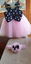Load image into Gallery viewer, BT092 Polka Dots Semi Partywear Sleeveless Frock With Bunny Ears and Tulle Skirting
