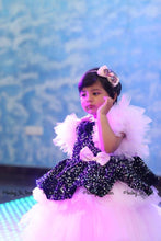 Load image into Gallery viewer, BT289 Pink and Black Sequins Peplum Birthday Frock
