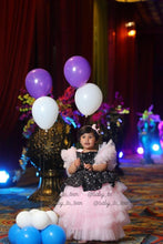 Load image into Gallery viewer, BT289 Pink and Black Sequins Peplum Birthday Frock
