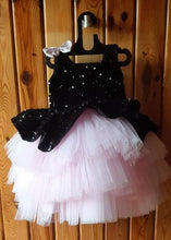 Load image into Gallery viewer, BT289 Pink and Black Sequins Peplum Birthday Frock
