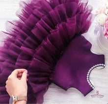 Load image into Gallery viewer, BT087 Comfortable Multilayred Purple Color Birthday Frock with Highlighted Neckline
