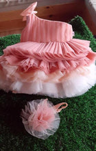Load image into Gallery viewer, BT452 Multilayered Peach One Side Shoulder Birthday Frock
