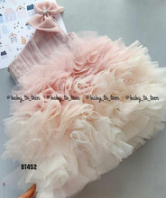 Load image into Gallery viewer, BT452 Multilayered Peach One Side Shoulder Birthday Frock

