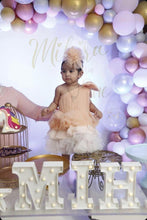 Load image into Gallery viewer, BT452 Multilayered Peach One Side Shoulder Birthday Frock
