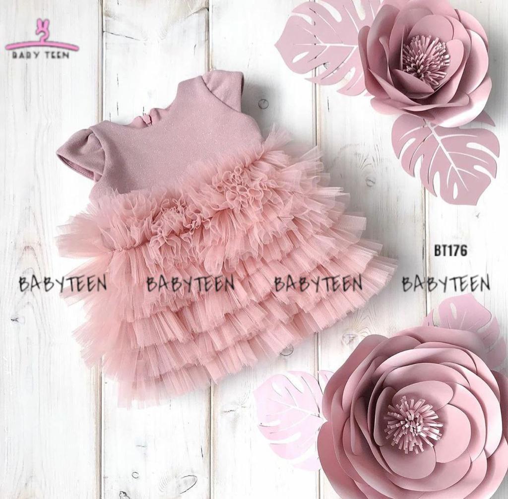 BT176 Peach Multilayered Frock