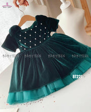 Load image into Gallery viewer, BT221 Pintuck Velvet Peplum Winter Party Wear Dress with Shoulder Bow Highlight
