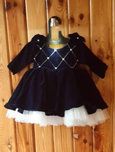 Load image into Gallery viewer, BT221 Pintuck Velvet Peplum Winter Party Wear Dress with Shoulder Bow Highlight
