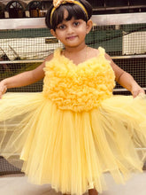 Load image into Gallery viewer, BT281 Single Color Tulle Sleeveless Frock With Heart Shaped Ruffles On Yoke Birthdays
