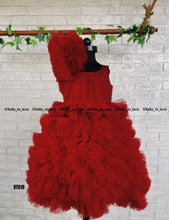 Load image into Gallery viewer, BT619 Deep Maroon Single Colored Heavy Partywear Frock With Multiple Layered Skirting and Ruffle Highlight On the Yoke
